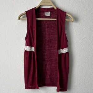 Kids Burgundy Tank  Vest with Lace Detail